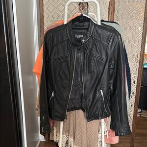 Guess Women's Black Faux Leather Jacket